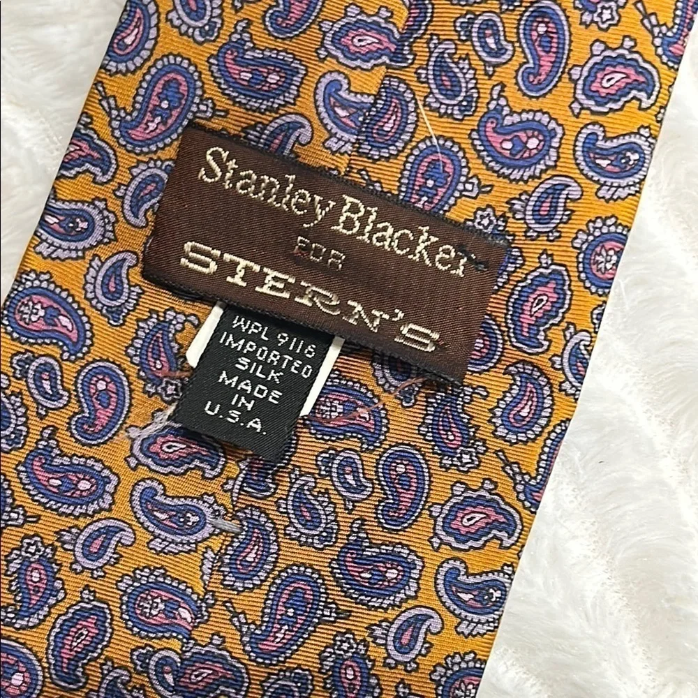 Vintage Stanley Blacker Sterns gold purple Blue Silk Paisley Tie men’s one size